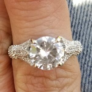 Elegant Silver-Tone Ring with CZStones NWOT